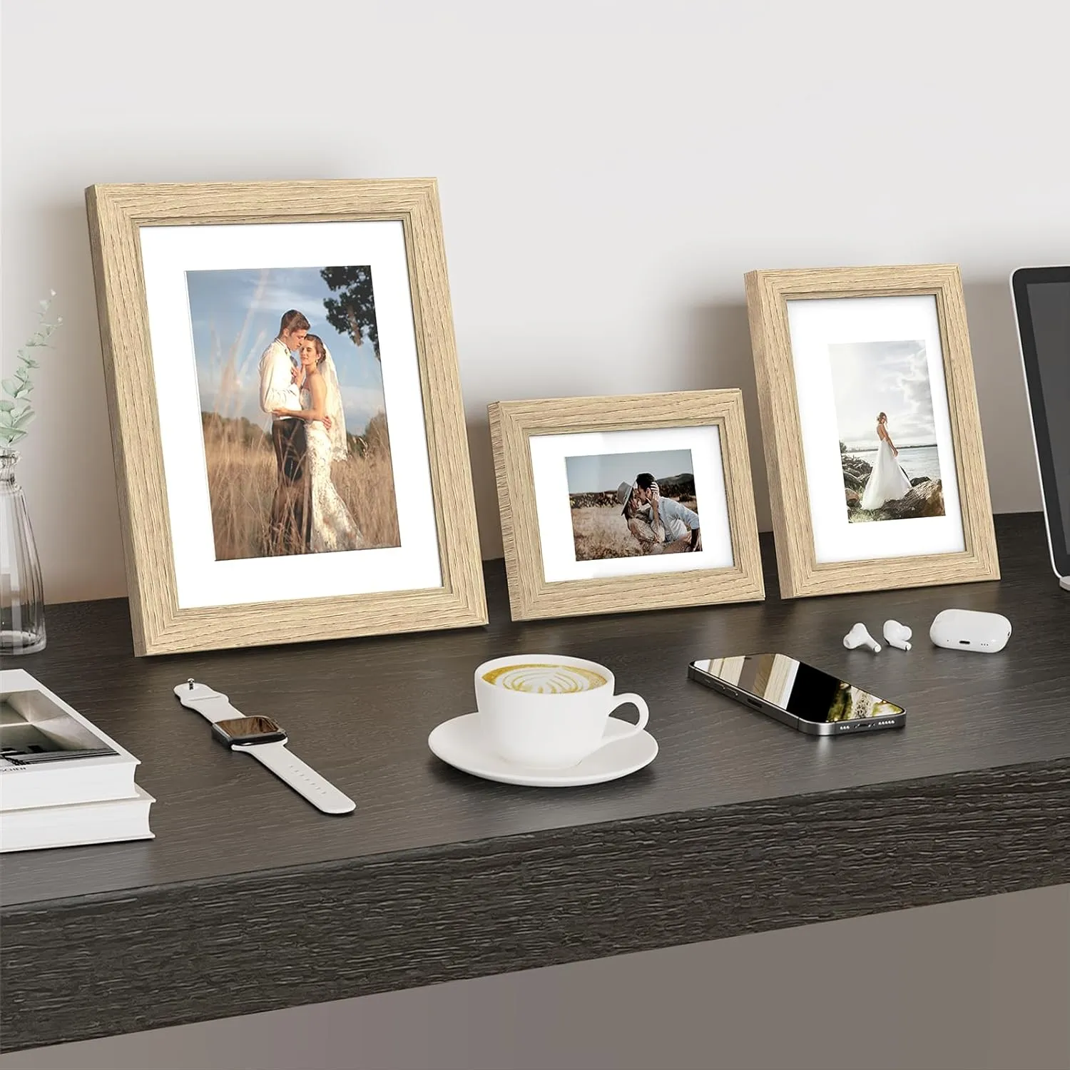 10 Pack Picture Frames Collage Wall Decor - Gallery Wall Frame Set with Mat for Wall Mounting or Tabletop Display, Including Two 8x10, Four 5x7, Four 4x6 Photo Frames, Real Glass