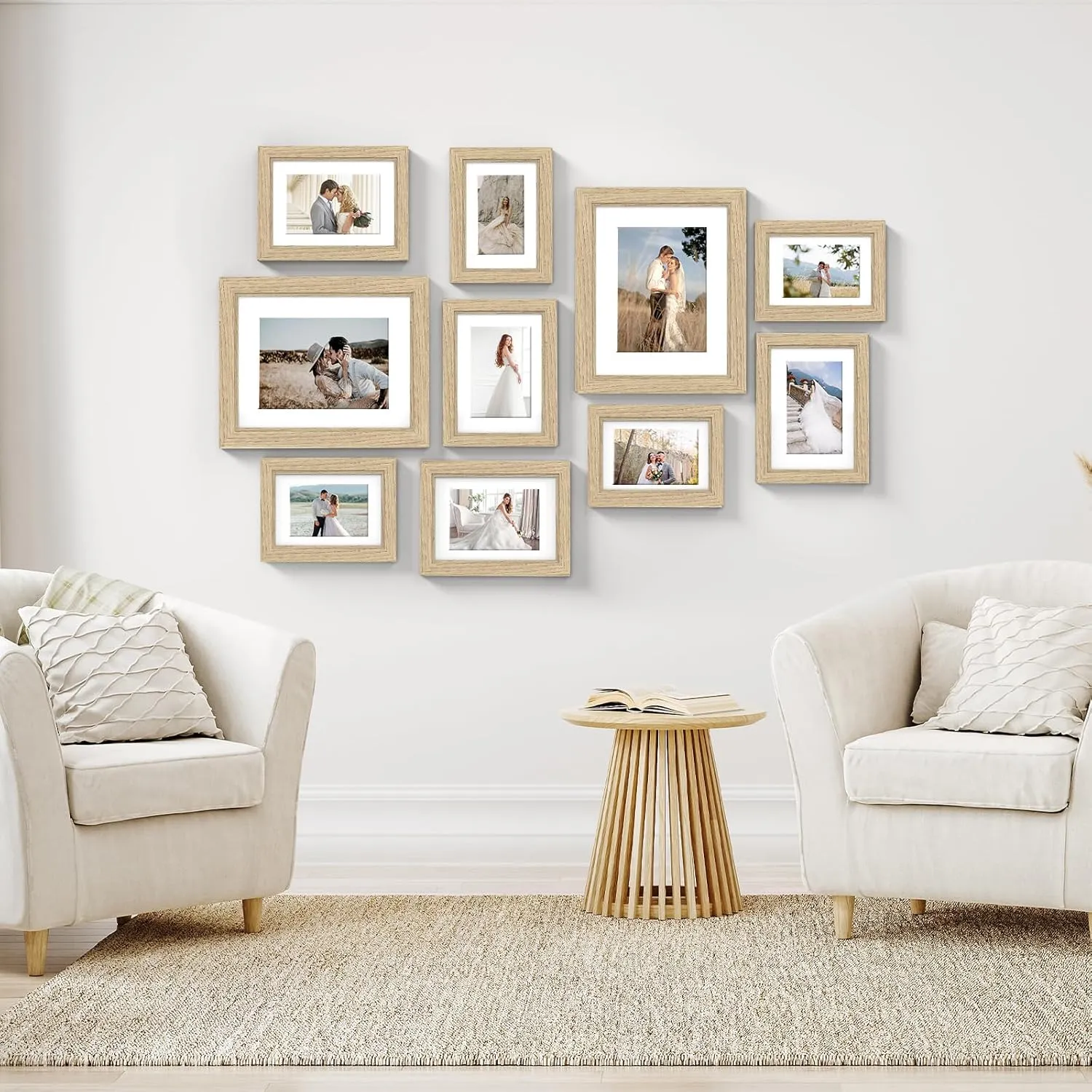 10 Pack Picture Frames Collage Wall Decor - Gallery Wall Frame Set with Mat for Wall Mounting or Tabletop Display, Including Two 8x10, Four 5x7, Four 4x6 Photo Frames, Real Glass