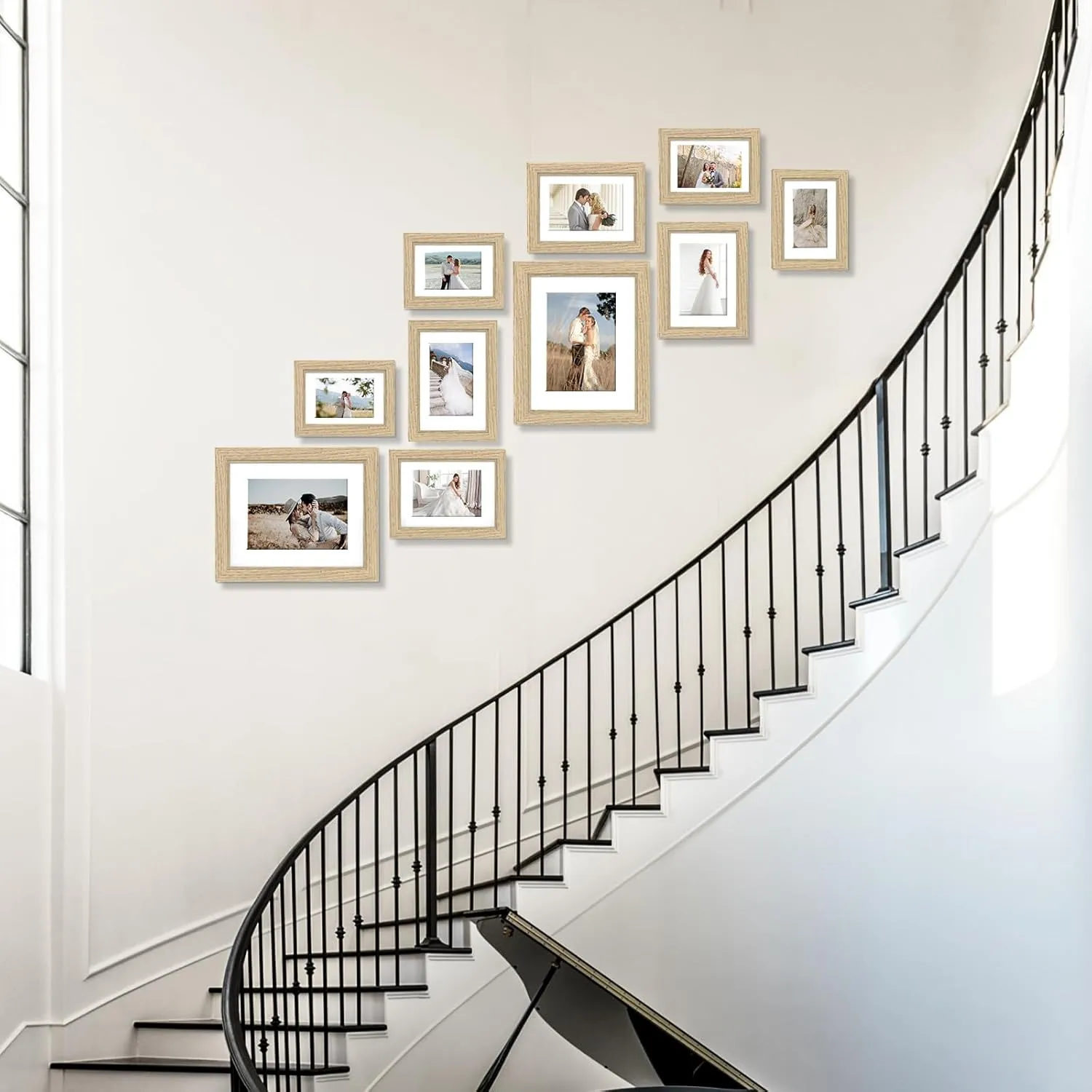 10 Pack Picture Frames Collage Wall Decor - Gallery Wall Frame Set with Mat for Wall Mounting or Tabletop Display, Including Two 8x10, Four 5x7, Four 4x6 Photo Frames, Real Glass