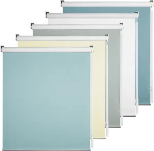 100% Blackout Roller Window Shades, Striped Jacquard Window Blinds with Thermal Insulated, UV Protection Waterproof Fabric, Roll up and Down Shades(BlueCyan Gray - 29" W x 72" H)