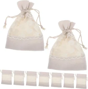 10pcs Small Drawstring Bags with Window Lightweight Canvas Pouches for Party Favors Candy Eye Catching Floral Design Practical Storage