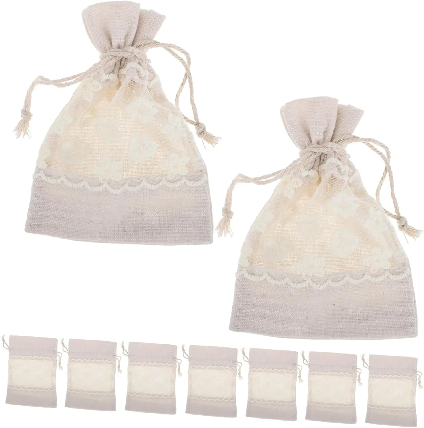 10pcs Small Drawstring Bags with Window Lightweight Canvas Pouches for Party Favors Candy Eye Catching Floral Design Practical Storage