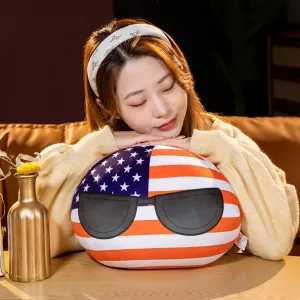 11.8Inch Country Ball Plush Toy, Polandball Stuffed Plush Pillow Birthday Xmas Gift for Kids (America)