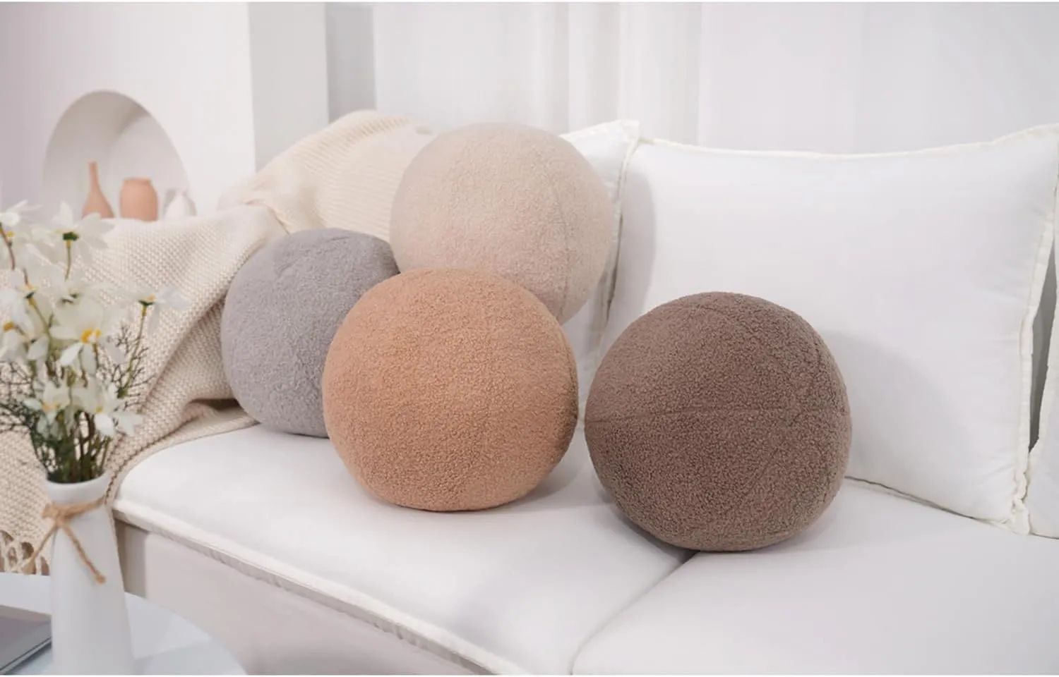 12 Inch Round Hugging Pillow Plush Toy Soft Plushies Throw Pillow Kids' First Plush Toys for Home Decor Or Gift for Kids and Lovers (Coffee)