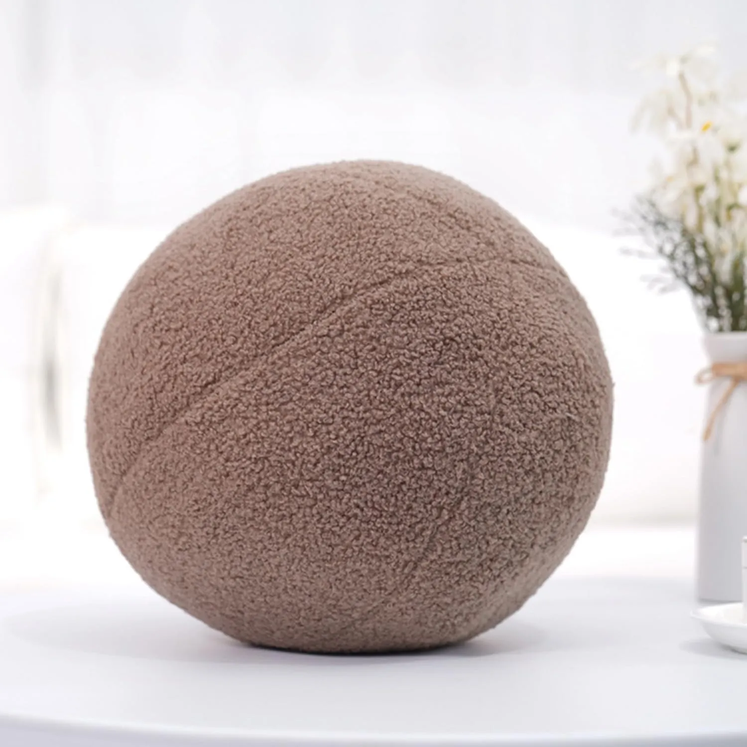 12 Inch Round Hugging Pillow Plush Toy Soft Plushies Throw Pillow Kids' First Plush Toys for Home Decor Or Gift for Kids and Lovers (Coffee)