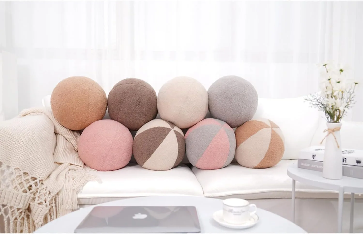 12 Inch Round Hugging Pillow Plush Toy Soft Plushies Throw Pillow Kids' First Plush Toys for Home Decor Or Gift for Kids and Lovers (Coffee)