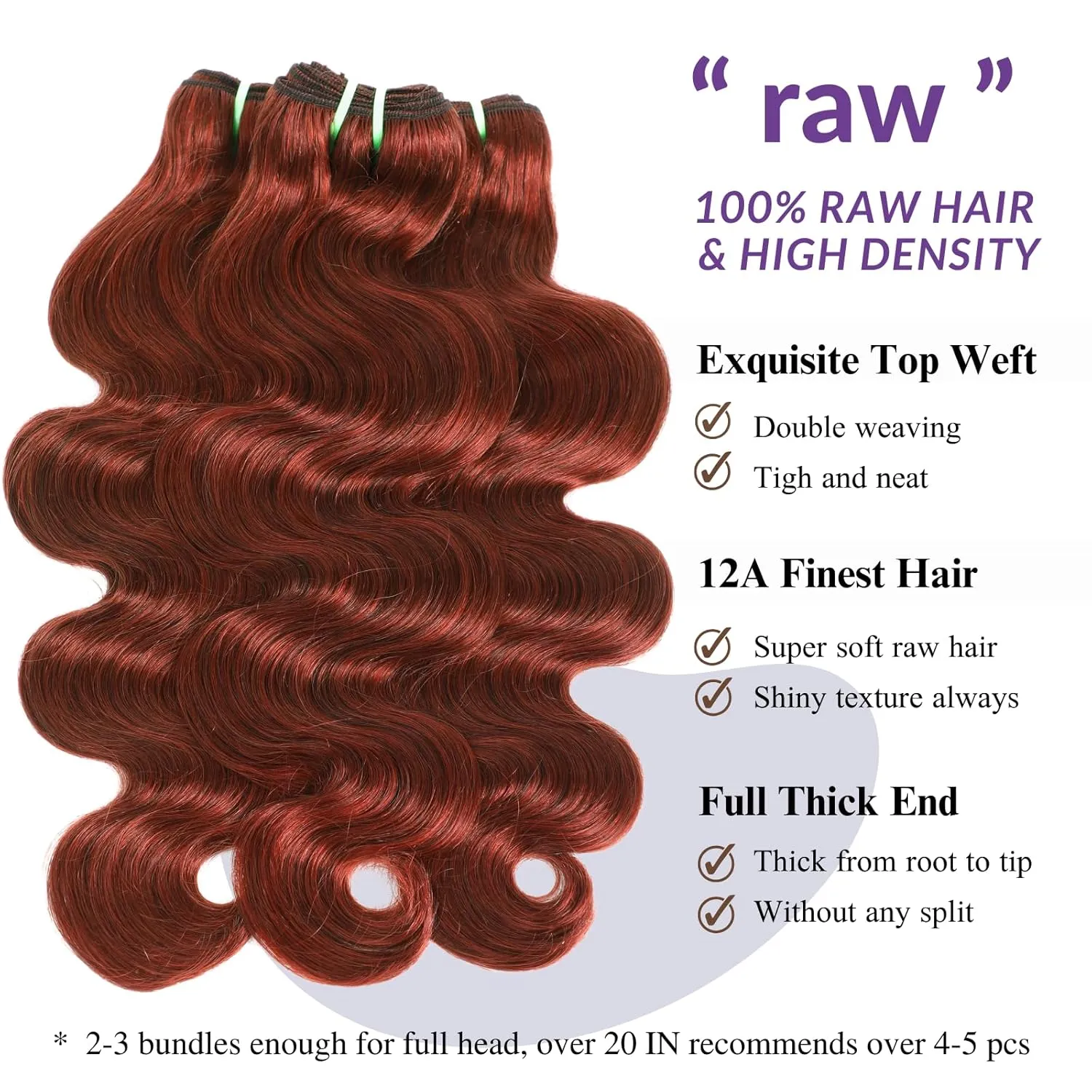 12A Double Drawn Bundles with 5x5 HD Lace Closure Human Hair Body Wave, 100% Raw Hair Colored #33 Reddish Brown Copper Red Auburn 3 Bundles Human Hair With Closure 5x5 Free Part 12 14 16 12 IN