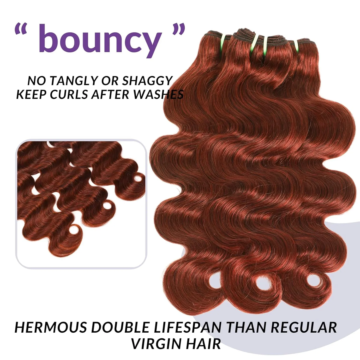 12A Double Drawn Bundles with 5x5 HD Lace Closure Human Hair Body Wave, 100% Raw Hair Colored #33 Reddish Brown Copper Red Auburn 3 Bundles Human Hair With Closure 5x5 Free Part 12 14 16 12 IN