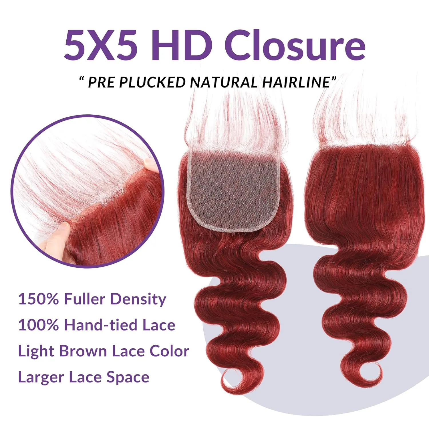 12A Double Drawn Bundles with 5x5 HD Lace Closure Human Hair Body Wave, 100% Raw Hair Colored #33 Reddish Brown Copper Red Auburn 3 Bundles Human Hair With Closure 5x5 Free Part 12 14 16 12 IN