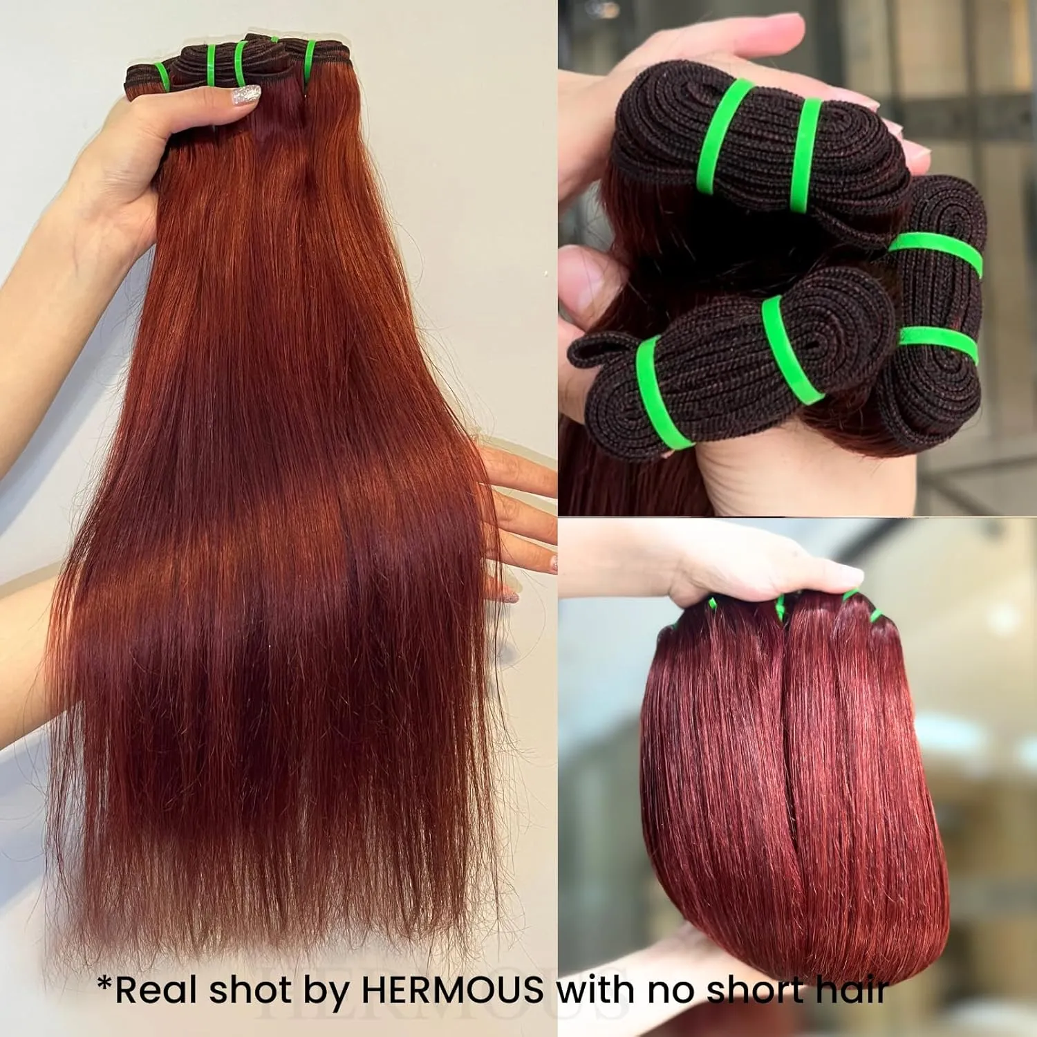 12A Double Drawn Reddish Brown Bundles With 2x6 Closure 18 20 22 18 Inch, Deep Part 2 by 6 HD Lace Closure With 3 Bundles Human Hair Straight Ultra Full Shed Free Weft Color #33B Copper Red