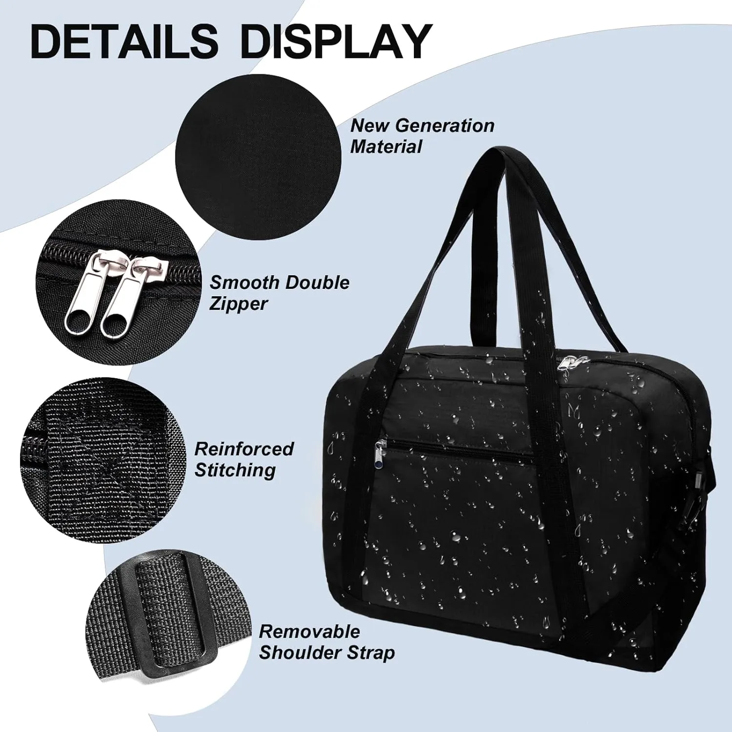 15 inch Small Gym Bag Mini Travel Duffel Bag Carry on Lightweight Bag for Men Women Travel Sport (Black)