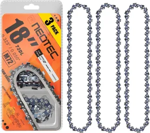 18 Inch Chainsaw Chain,0.325" Pitch .050" Gauge 72 Drive Links Fits for Husqvarna 440, 445, Echo CS-400, Jonsered - 591094872, 20lpx072g, and More H72 M72(3 Chains)
