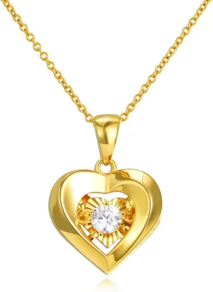 18k Gold Heart Jewelry Necklace for Women, Solid Gold Chain and Pendant Necklace for Her, Anniversary Jewelry Present for Wife, Gifts for Mother,18"