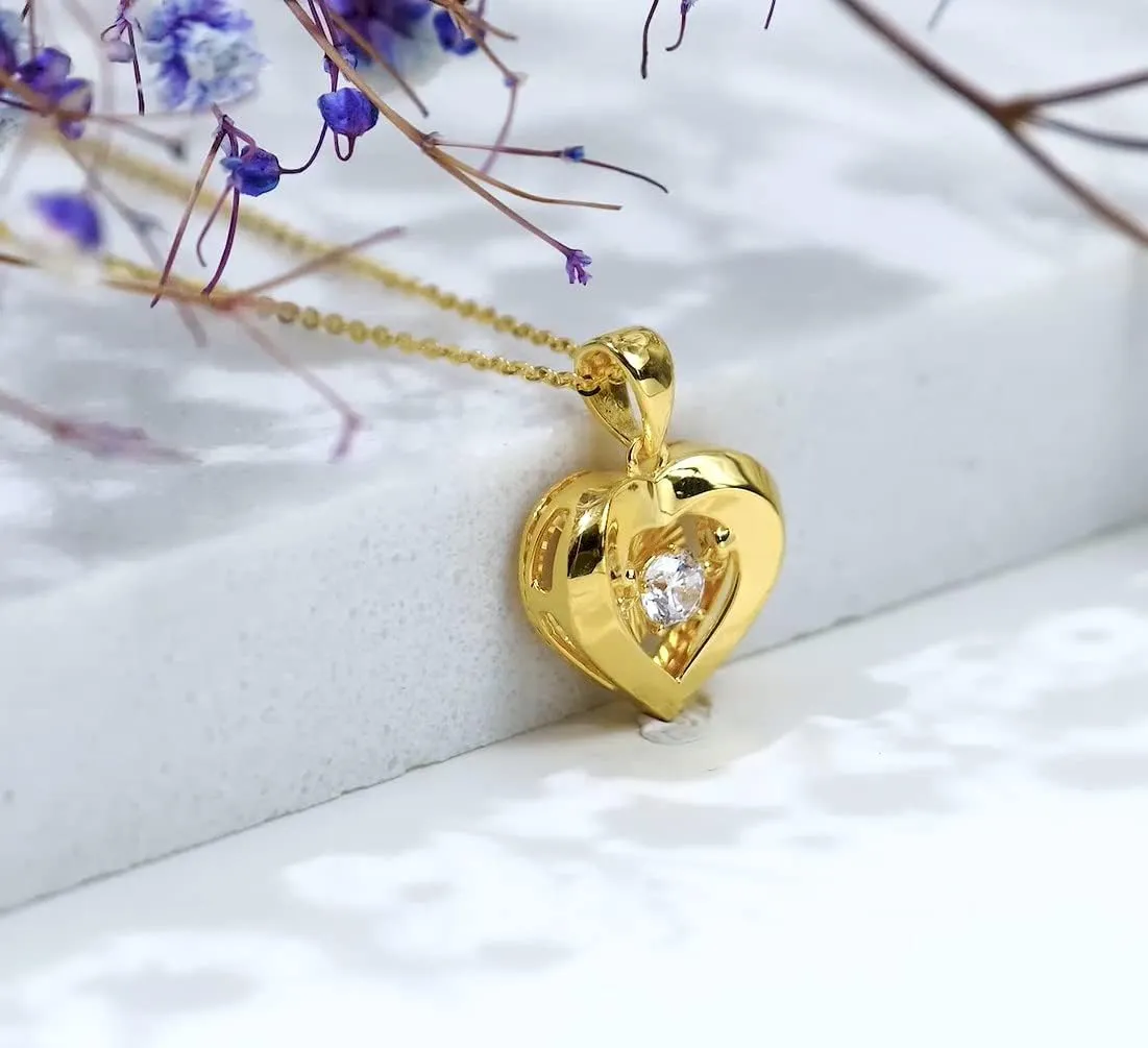 18k Gold Heart Jewelry Necklace for Women, Solid Gold Chain and Pendant Necklace for Her, Anniversary Jewelry Present for Wife, Gifts for Mother,18"