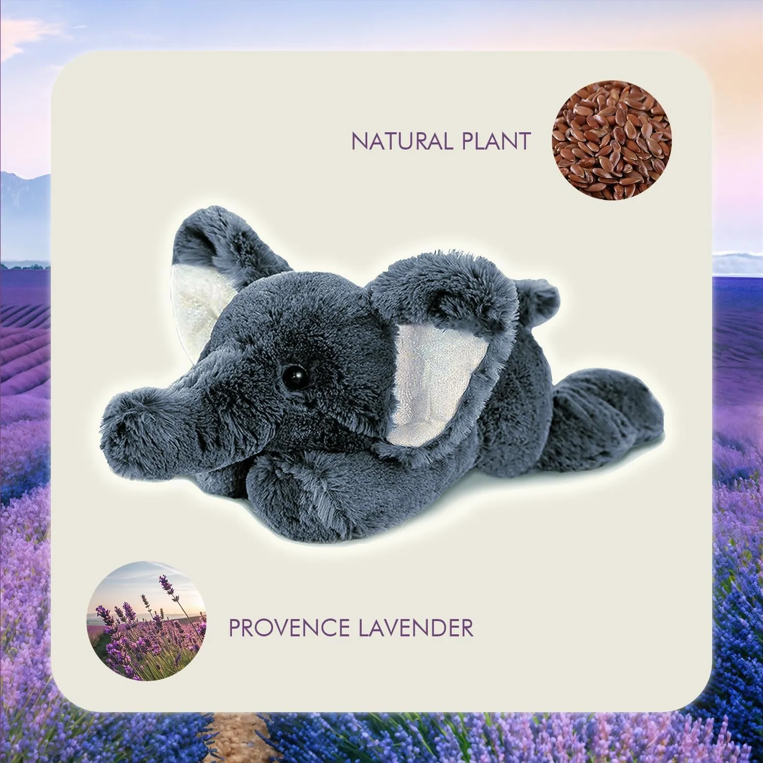 2 LB Heatable & Coolable Grey Elephant Weighted Stuffed Animals | Microwavable Heating Pad for Relieve Stress Soothing & Relaxation | Lavender Scented Plush Toys for Adults and Children