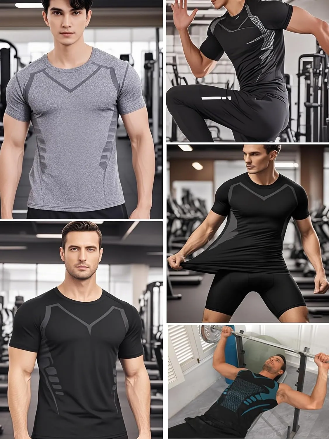 2 Pack Workout Shirts for Men, Quick Dry Athletic Gym Active T Shirt for Running, Breathable Outdoor Training Shirts