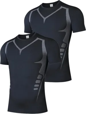 2 Pack Workout Shirts for Men, Quick Dry Athletic Gym Active T Shirt for Running, Breathable Outdoor Training Shirts