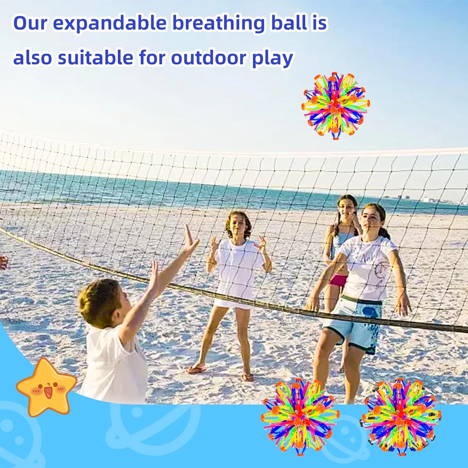 2 Pcs Collapsible Expandable Magic Breathing Ball Toy for Kids Ages 1, 2, 3  Years Old Boys Girls,Fidget Toys for Kids and Adults,Expanding Ball Toy for Anxiety Relief and Mindfulness-ADHD