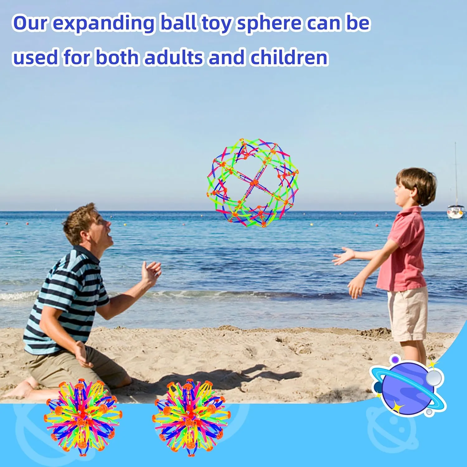 2 Pcs Collapsible Expandable Magic Breathing Ball Toy for Kids Ages 1, 2, 3  Years Old Boys Girls,Fidget Toys for Kids and Adults,Expanding Ball Toy for Anxiety Relief and Mindfulness-ADHD