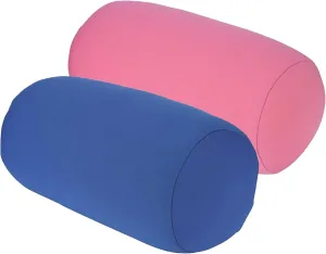 2 Pcs Microbead Bolster Tube Pillow, Squishy Neck Arm Back Support Roll Body Cushion Pillows Cylinder Bean Bag Throw Pillow for Plane Car Travel Recliner Sleeping, 11.8 x 6.3 Inch, Blue   Pink