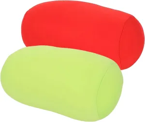 2 Pcs Microbead Bolster Tube Pillow, Squishy Neck Arm Back Support Roll Body Cushion Pillows Cylinder Bean Bag Throw Pillow for Plane Car Travel Recliner Sleeping, 11.8 x 6.3 Inch, Red   Green