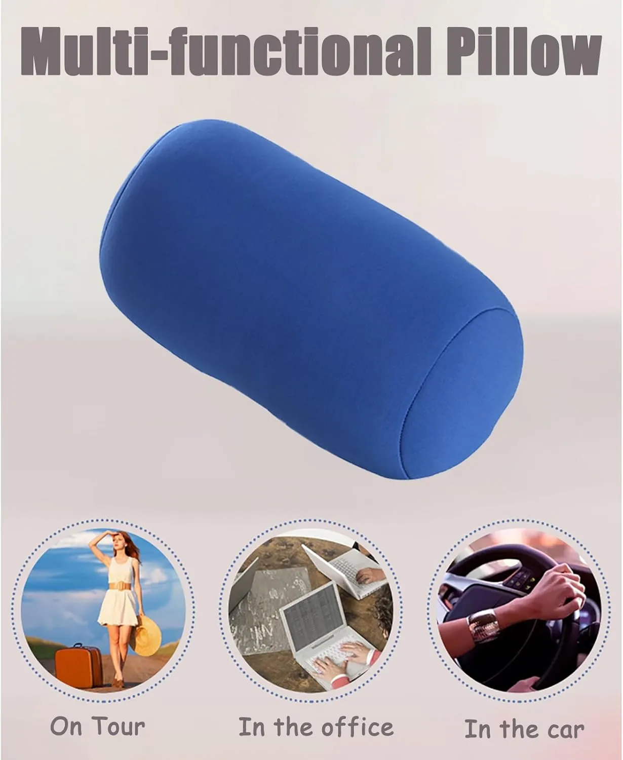 2 Pcs Microbead Bolster Tube Pillow, Squishy Neck Arm Back Support Roll Body Cushion Pillows Cylinder Bean Bag Throw Pillow for Plane Car Travel Recliner Sleeping, 11.8 x 6.3 Inch, Red   Green