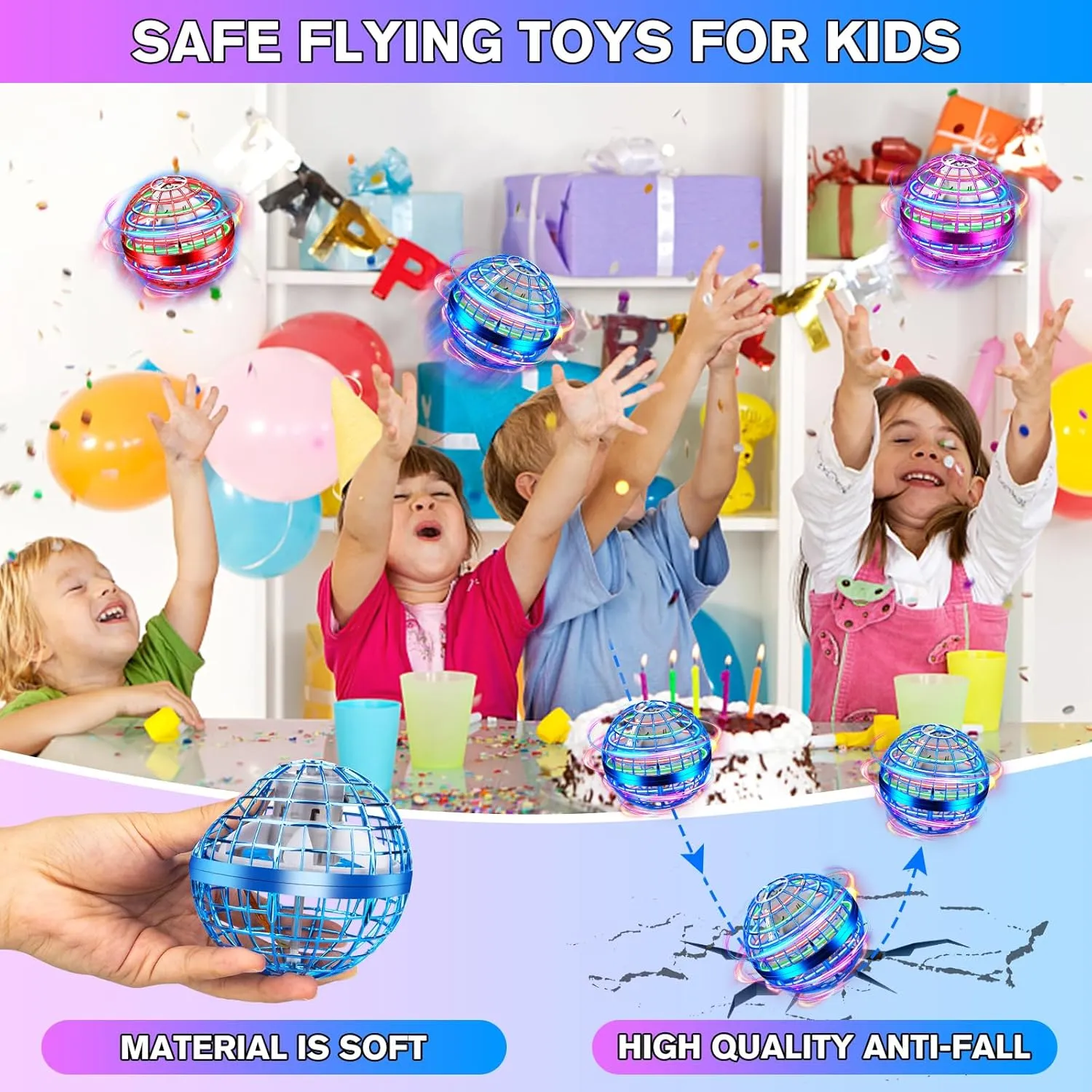 2023 Flying Orb Ball,Cosmic Globe Flying Hover Ball Toy,Magic Floating Ball Galactic Fidget Spinner Boomerang Drone Gifts for 6 7 8 9 10 11 12  Year Old Kids Boys Girls Adults(2PCS-Blue & Purple)
