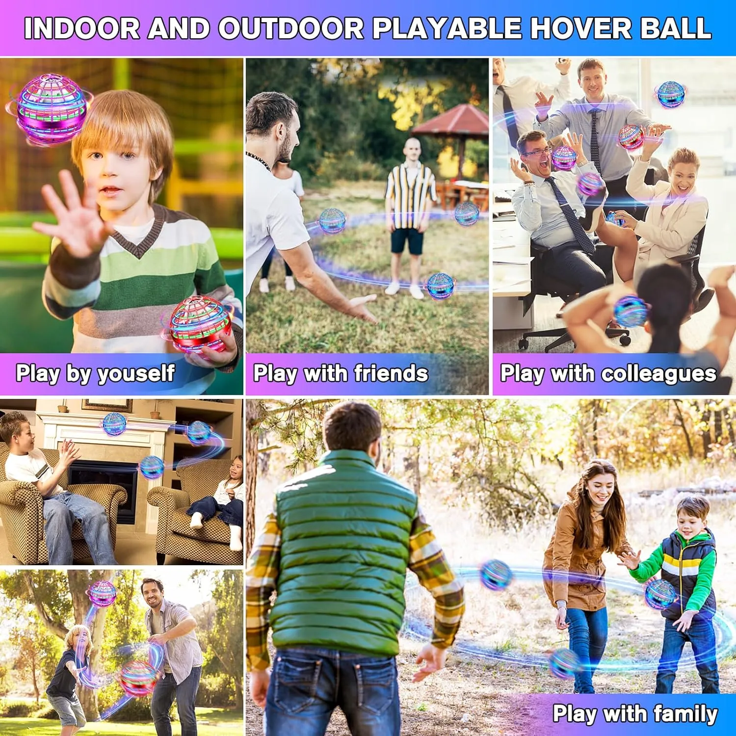 2023 Flying Orb Ball,Cosmic Globe Flying Hover Ball Toy,Magic Floating Ball Galactic Fidget Spinner Boomerang Drone Gifts for 6 7 8 9 10 11 12  Year Old Kids Boys Girls Adults(2PCS-Blue & Purple)