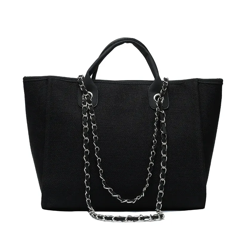 2024 New European And American Bucket Bag Tide High Capacity Chain Tote Bag Hand-Held Shoulder Diagonal Crossbody Bag