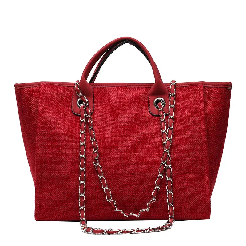 2024 New European And American Bucket Bag Tide High Capacity Chain Tote Bag Hand-Held Shoulder Diagonal Crossbody Bag