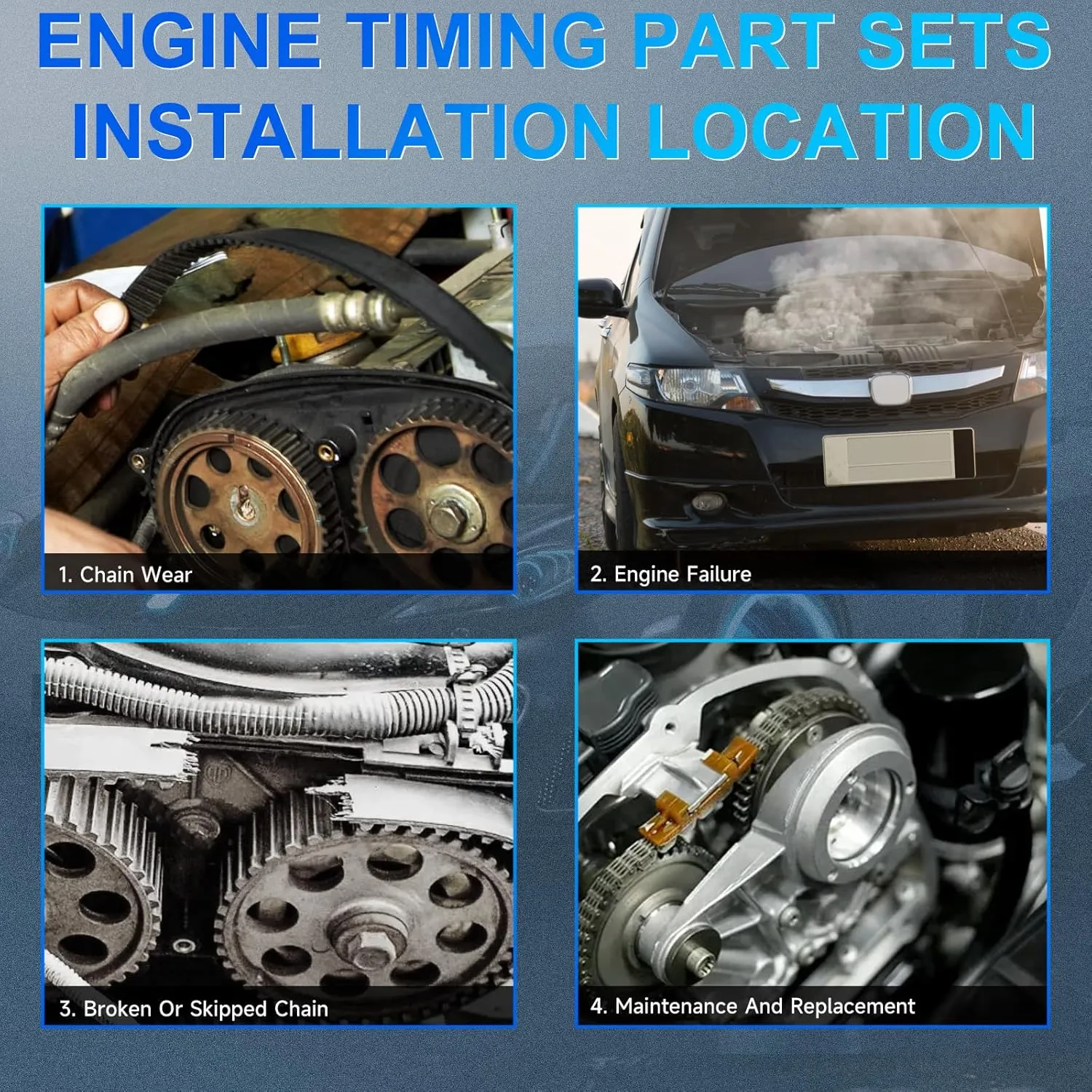 204PT Timing Chain Kit w/VVT Gear Oil Pump Chain Fits for Land Rover Discovery Sport/Range Rover Evoque 2012 2013 2014 2015 2016 2017 2018 2.0L DOHC OE CJ5E6C525AD CJ5E6C524AD
