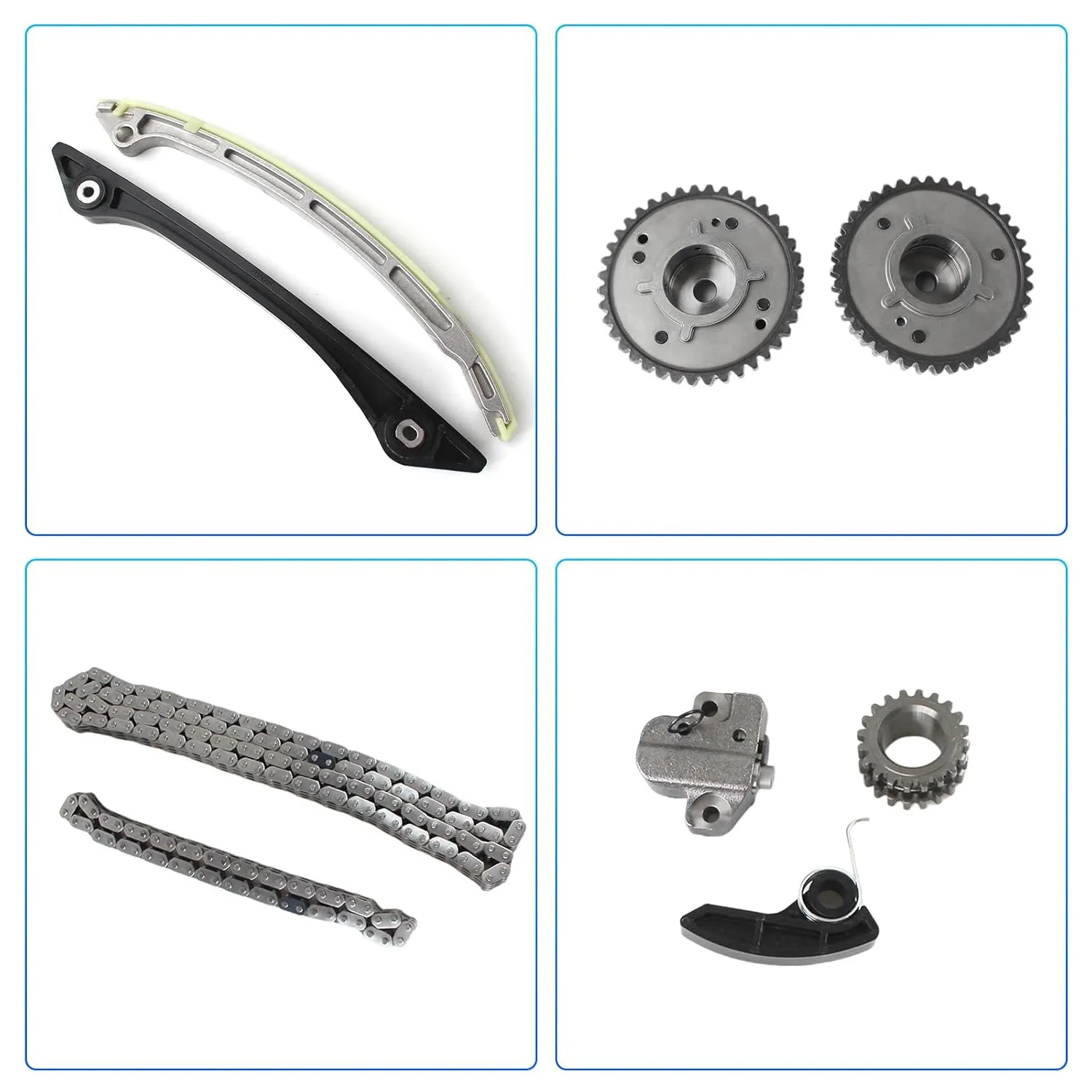 204PT Timing Chain Kit w/VVT Gear Oil Pump Chain Fits for Land Rover Discovery Sport/Range Rover Evoque 2012 2013 2014 2015 2016 2017 2018 2.0L DOHC OE CJ5E6C525AD CJ5E6C524AD