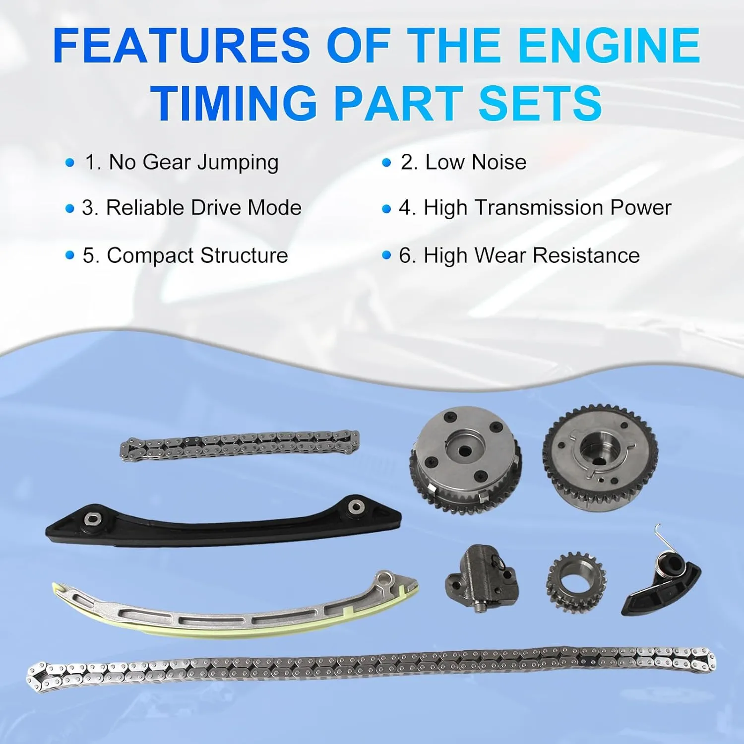 204PT Timing Chain Kit w/VVT Gear Oil Pump Chain Fits for Land Rover Discovery Sport/Range Rover Evoque 2012 2013 2014 2015 2016 2017 2018 2.0L DOHC OE CJ5E6C525AD CJ5E6C524AD