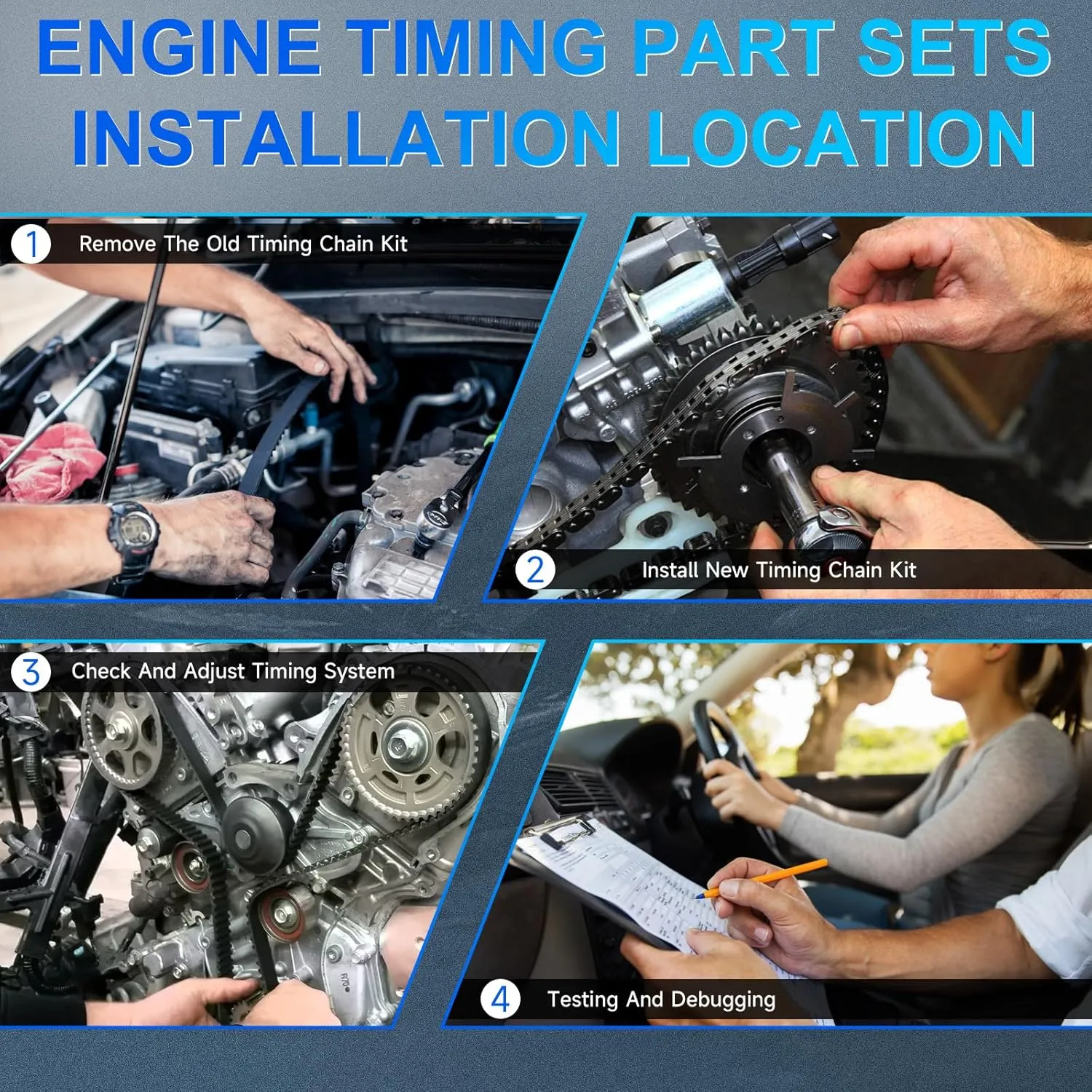 204PT Timing Chain Kit w/VVT Gear Oil Pump Chain Fits for Land Rover Discovery Sport/Range Rover Evoque 2012 2013 2014 2015 2016 2017 2018 2.0L DOHC OE CJ5E6C525AD CJ5E6C524AD