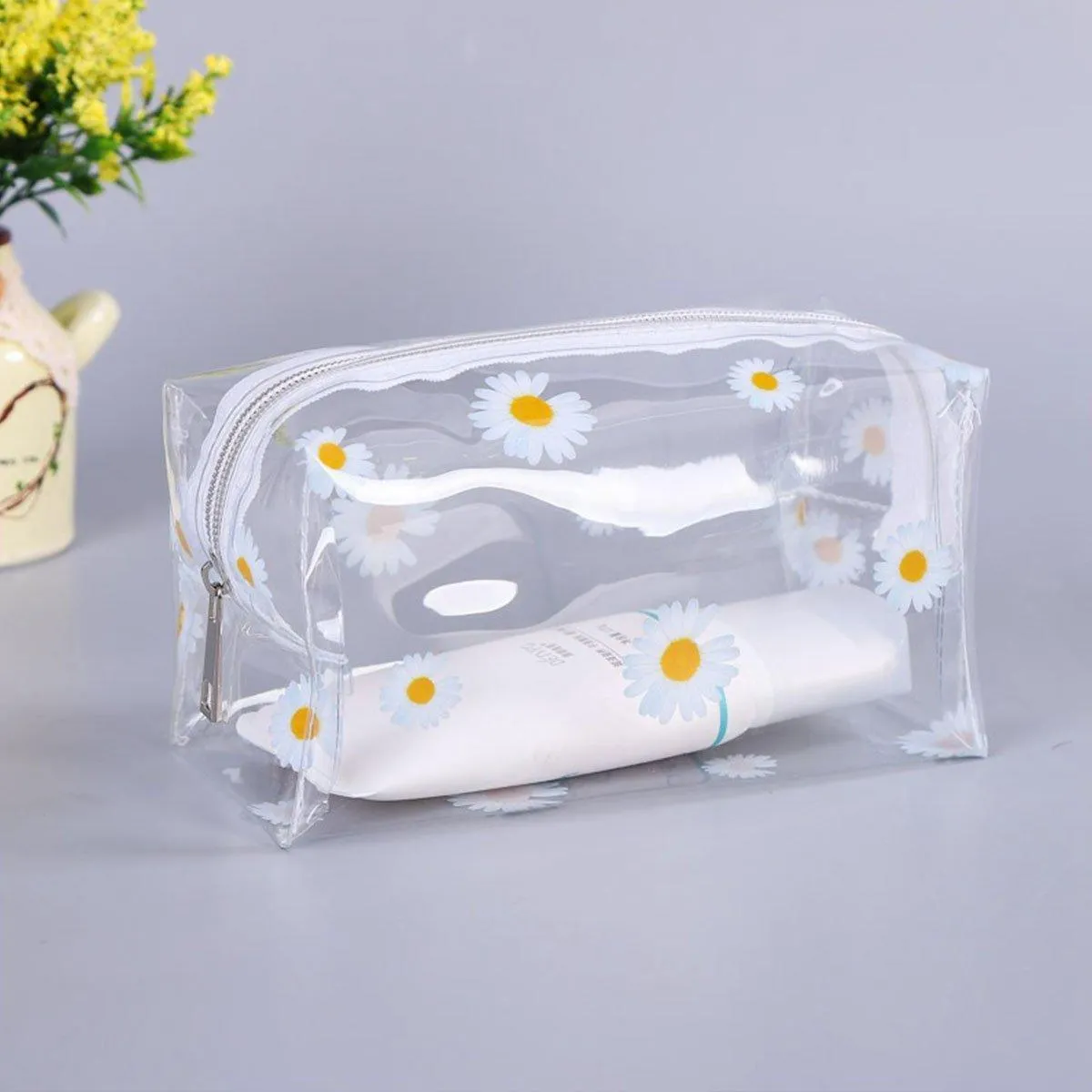 2PCS Large Capacity Transparent PVC Travel Bag Women Portable Wash Storage Bag