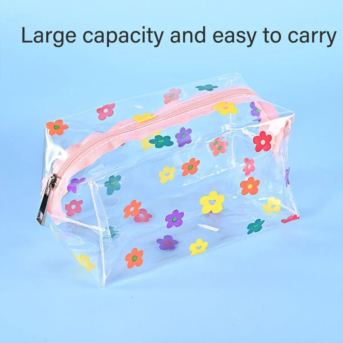 2PCS Large Capacity Transparent PVC Travel Bag Women Portable Wash Storage Bag