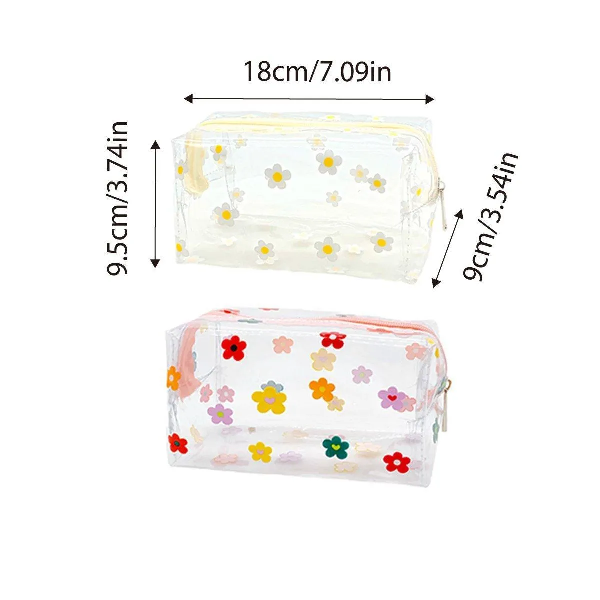 2PCS Large Capacity Transparent PVC Travel Bag Women Portable Wash Storage Bag