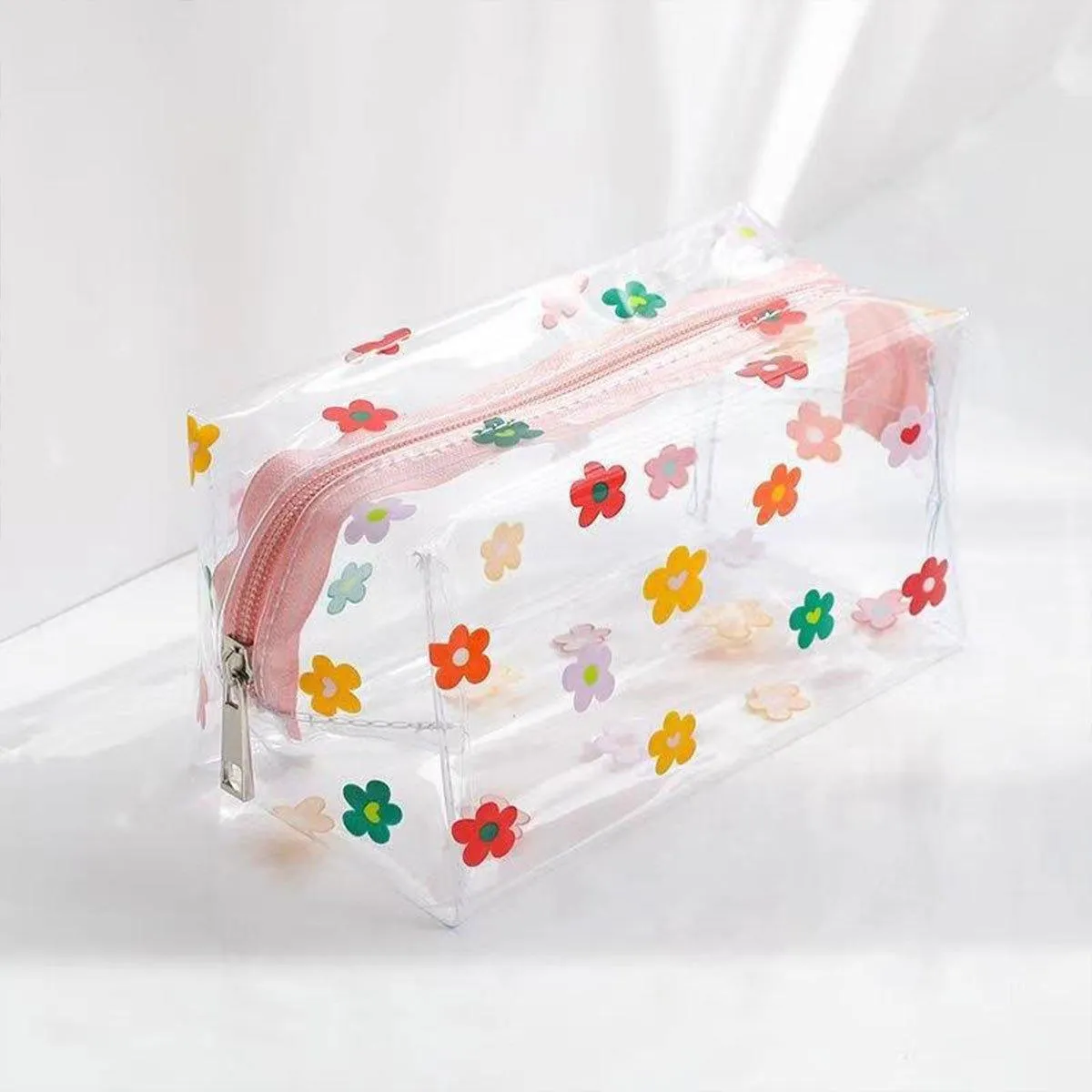 2PCS Large Capacity Transparent PVC Travel Bag Women Portable Wash Storage Bag