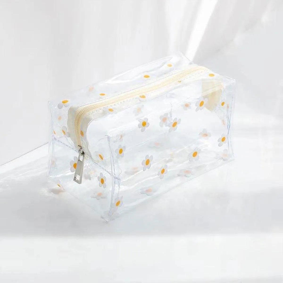 2PCS Large Capacity Transparent PVC Travel Bag Women Portable Wash Storage Bag