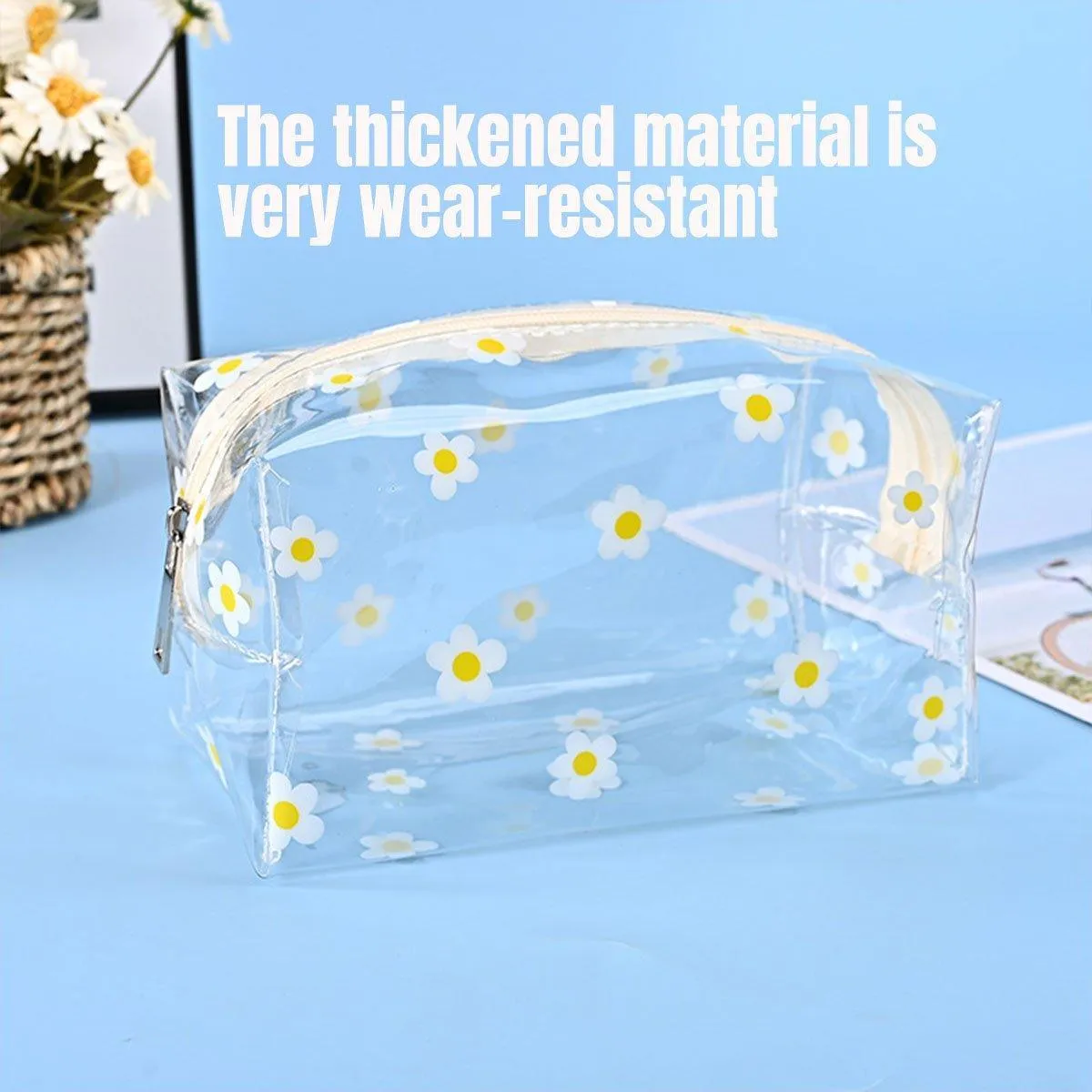 2PCS Large Capacity Transparent PVC Travel Bag Women Portable Wash Storage Bag