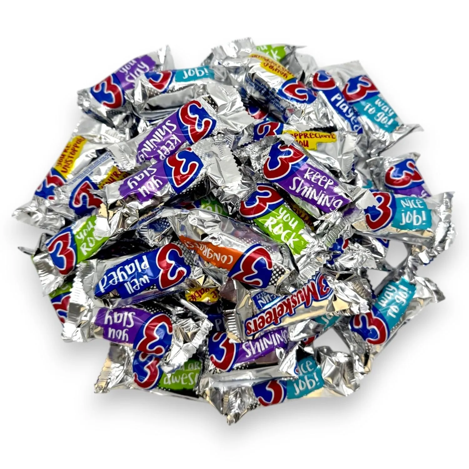 3 Musketrs Fun Size Milk Chocolate Candy Bars-1.5 lbs Individually Wrapped Rich and Creamy Milk Chocolate Bars-Perfect for Sharing and Snacking, Ideal for Parties and Events(24 oz)