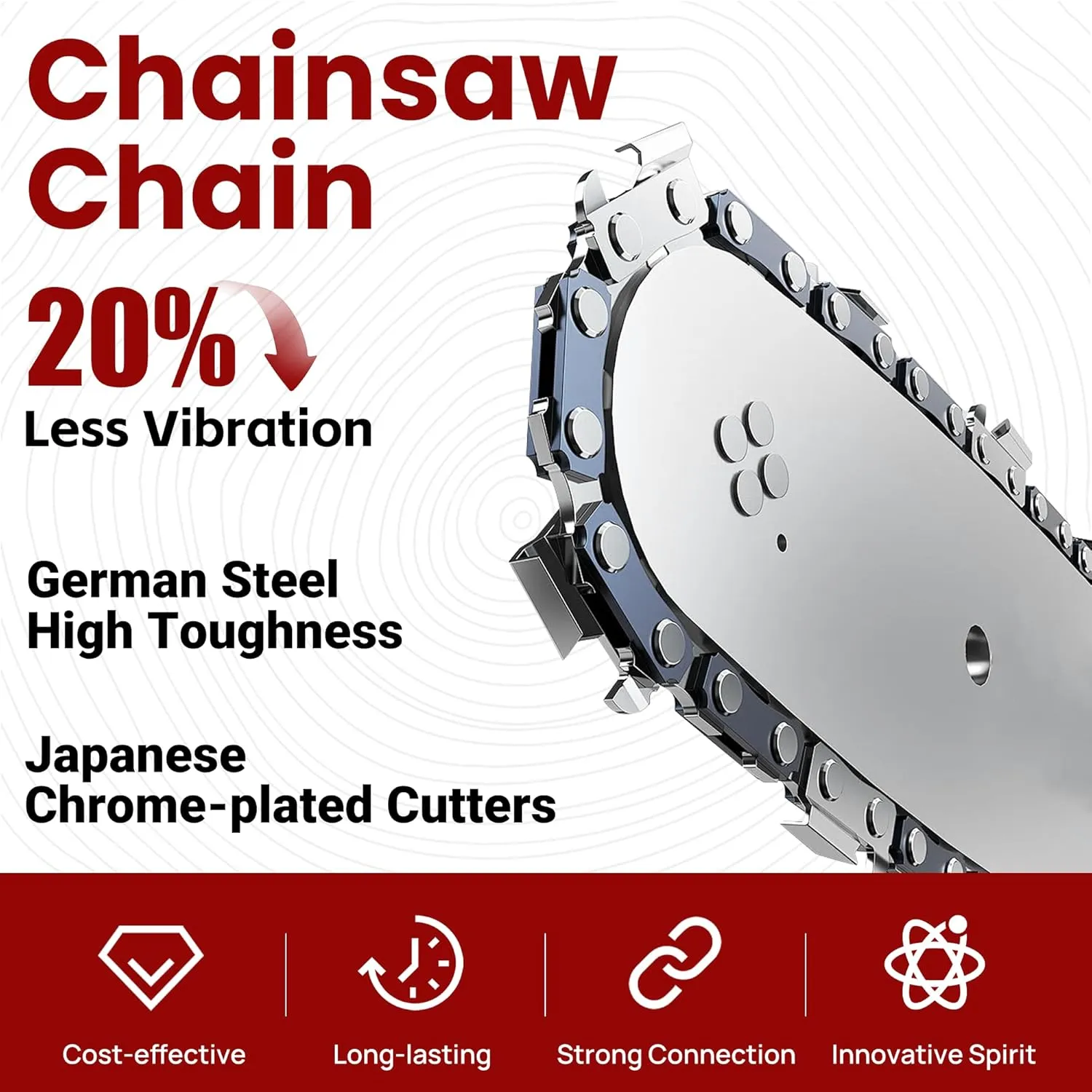 3-Pack 20 Inch Chainsaw Chain 72 Drive Links, 3/8" Pitch, 0.050" Gauge, Fit for Husqvarna, Stihl, Craftsman, Dolmar, Earthwise Chainsaws and More-E72