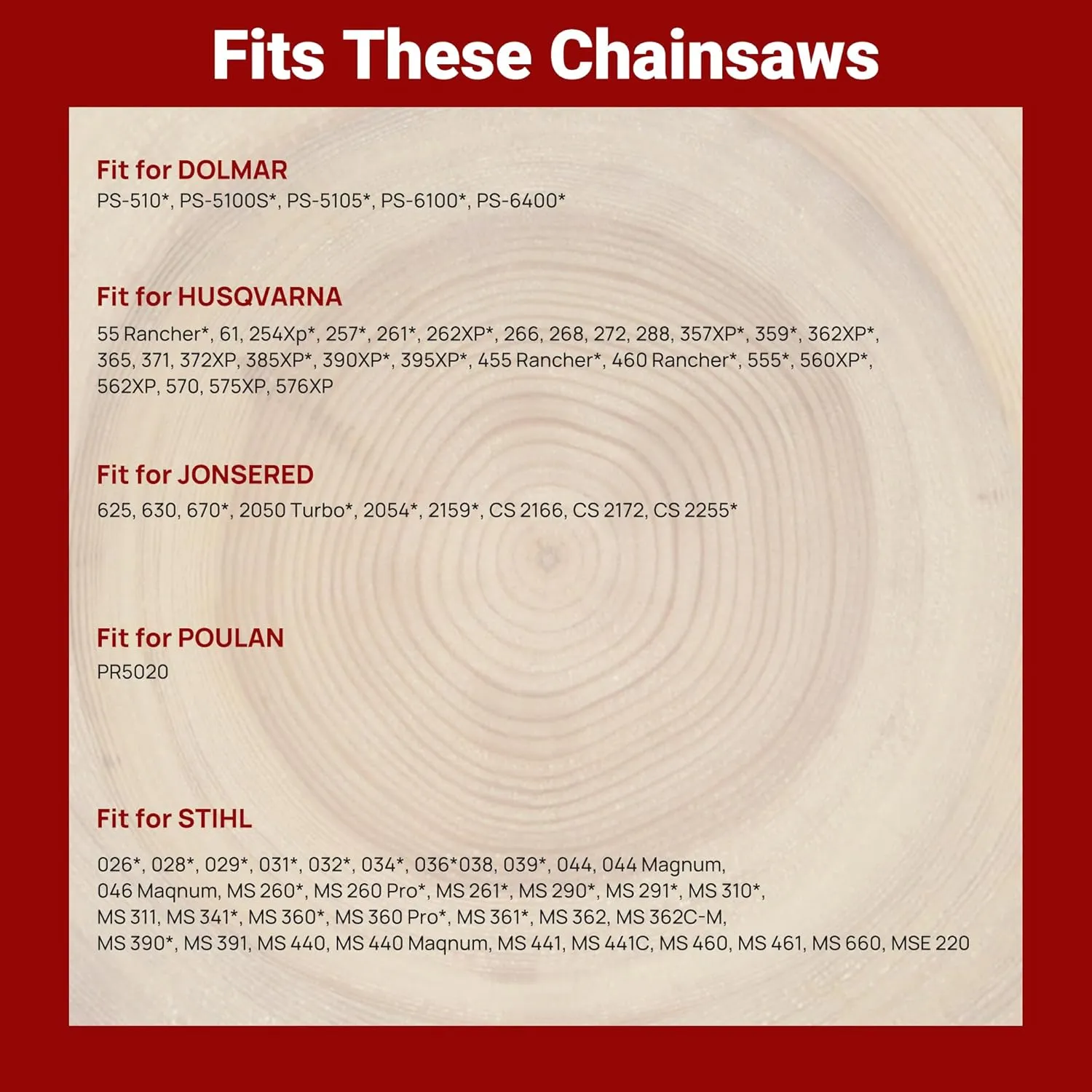 3-Pack 20 Inch Chainsaw Chain 72 Drive Links, 3/8" Pitch, 0.050" Gauge, Fit for Husqvarna, Stihl, Craftsman, Dolmar, Earthwise Chainsaws and More-E72