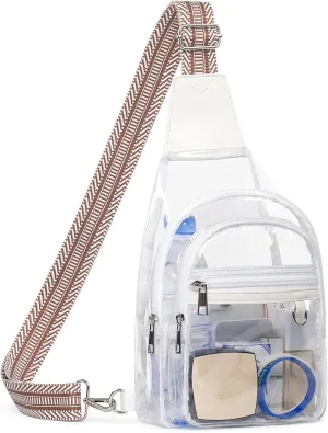 3 Pockets Clear Bag for Stadium Events, Large Clear Purses for Women Men, See Through Crossbody Stadium Bag