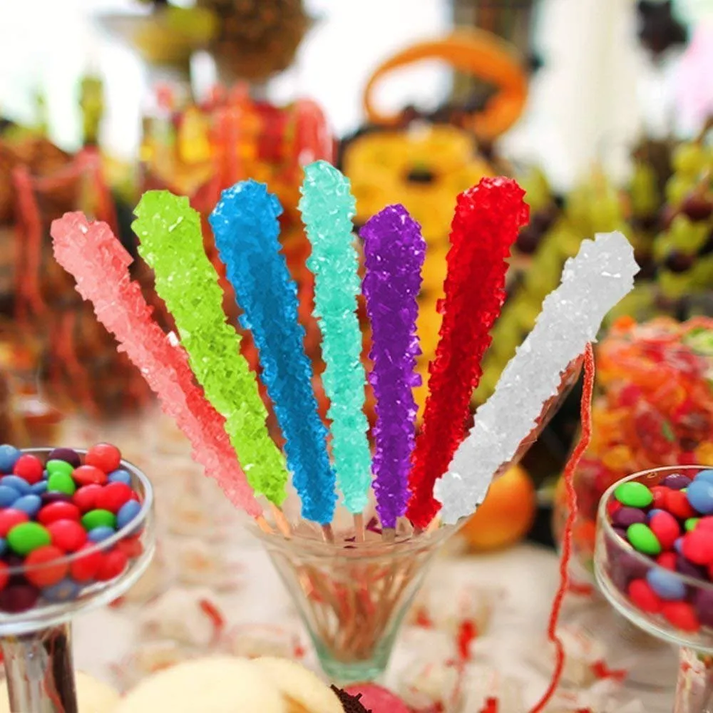 36 Extra Large Assorted Rock Candy Sticks: Espeez - Candy Party Favors - for Birthdays, Weddings, Receptions, Bridal, Baby Showers - Rock Candy Bulk