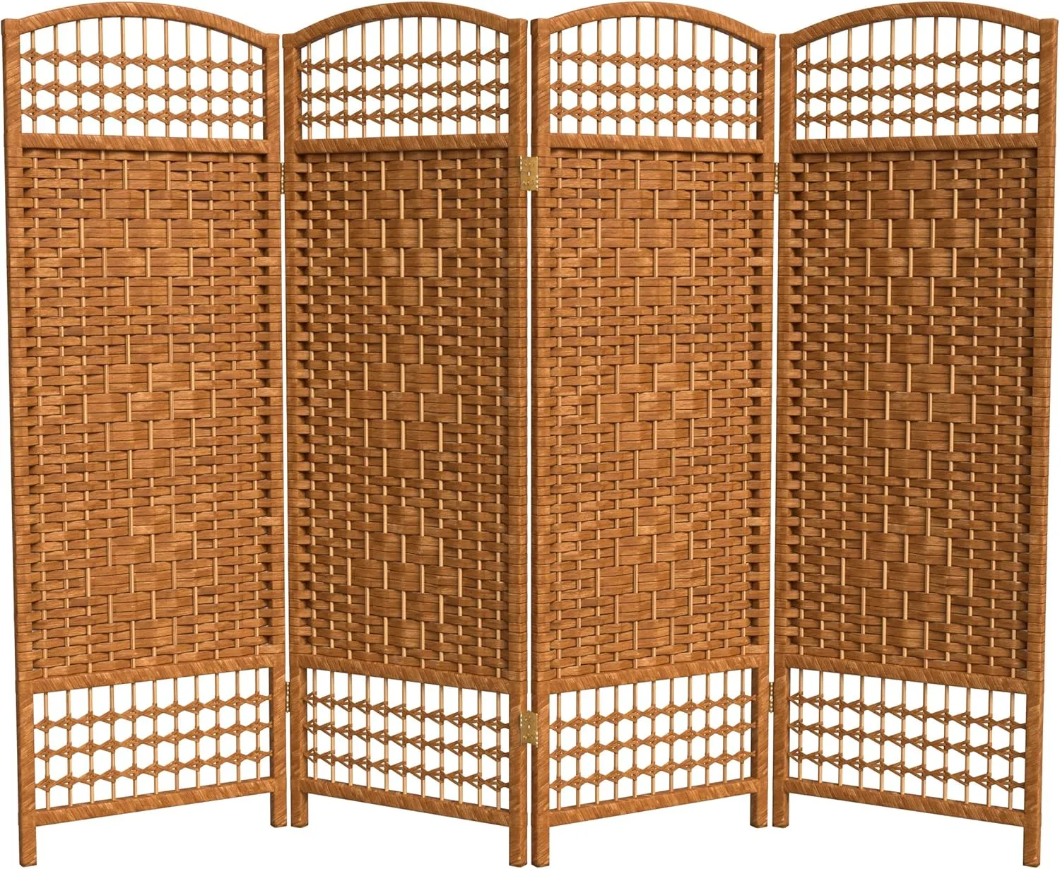 4 ft. Short Fiber Weave Folding Screen - Dark Beige - 4 Panels
