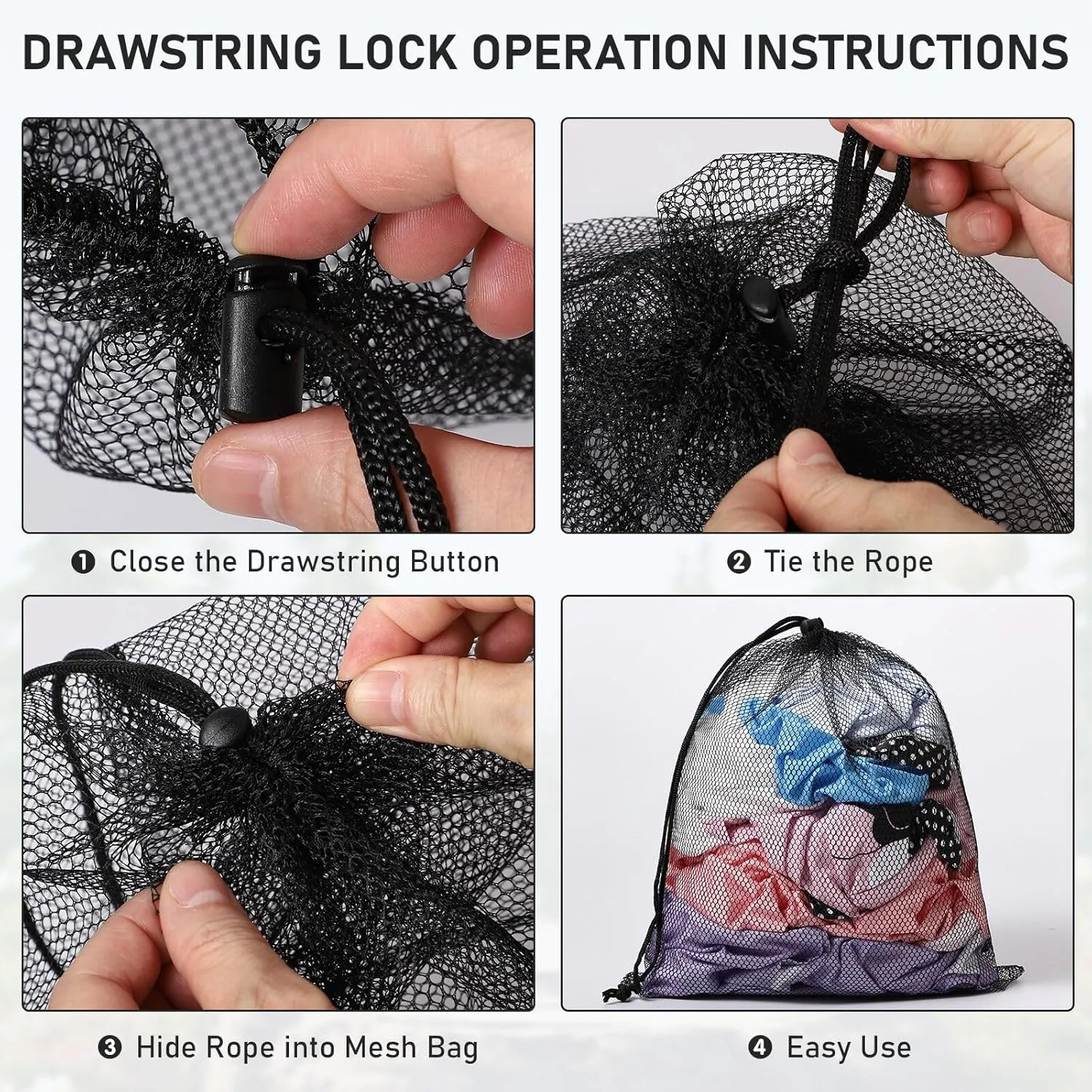 40PCS Mesh Drawstring Bag Durable Delicate Mesh Laundry Bag Multicolor Nylon Mesh Bag Small Mesh Gym Bag Travel Mesh Beach Bag Locking Closure Storage Bag For College, Gym, Yoga, Sport