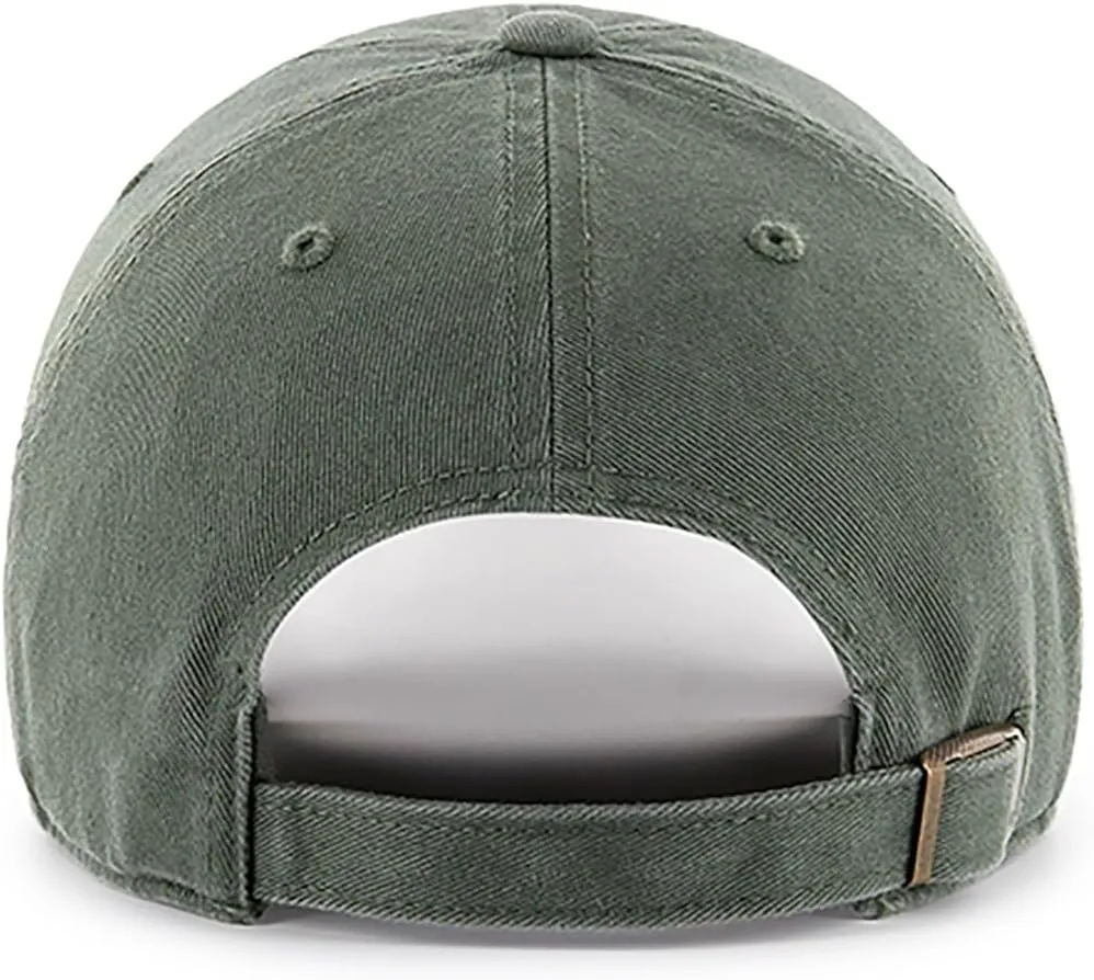 47 Brand MLB Moss Green Primary Logo Clean Up Adjustable Strap Baseball Cap Hat, Adult One Size Fits All