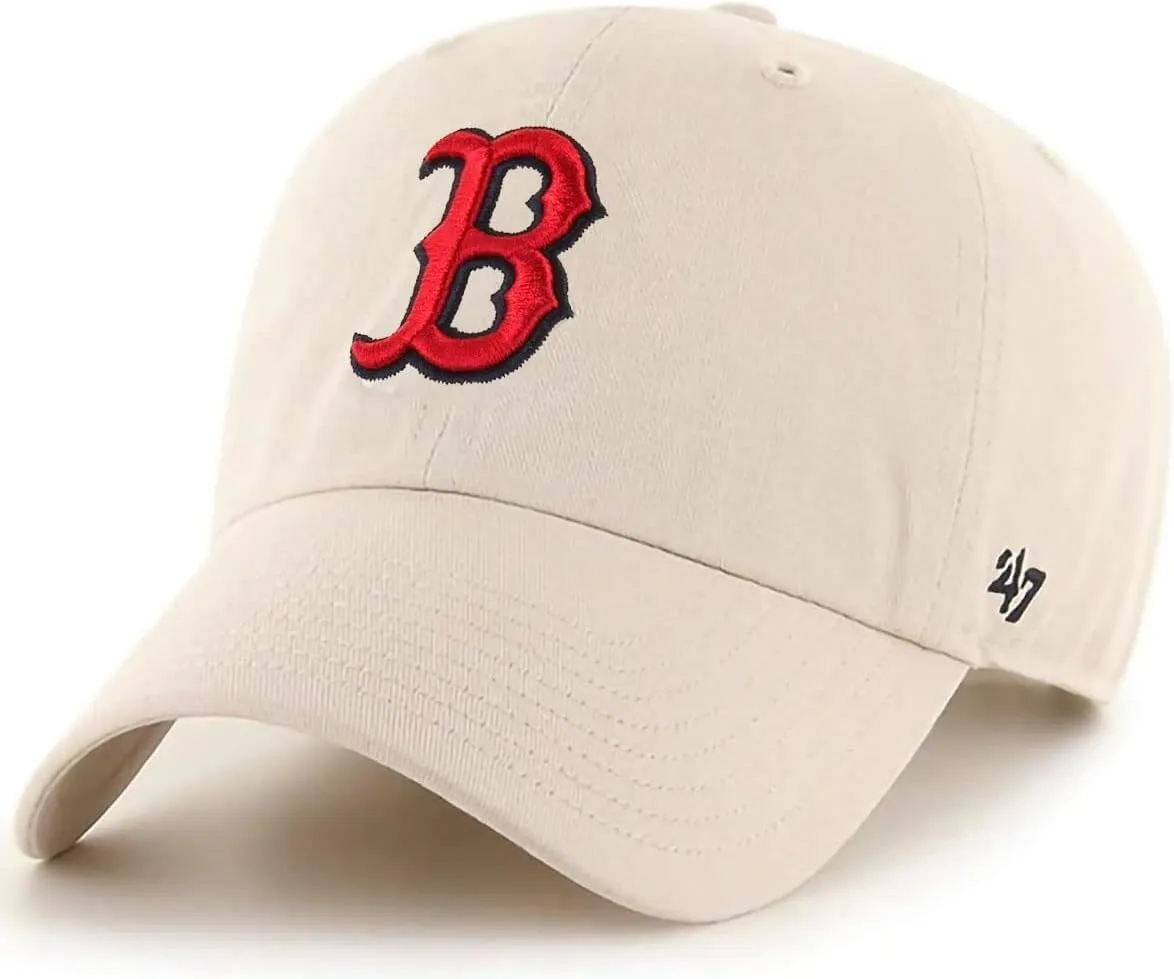 47 Brand MLB Natural Primary Logo Clean Up Adjustable Baseball Cap Hat, Adult One Size Fits All