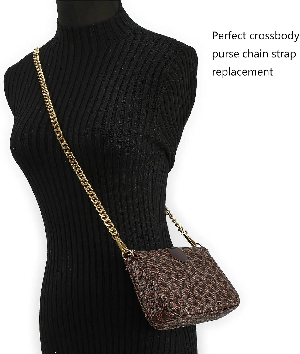 47'' Light Metal Crossbody Purse Chain Straps Replacement for Bag Handbag (Antique Gold)
